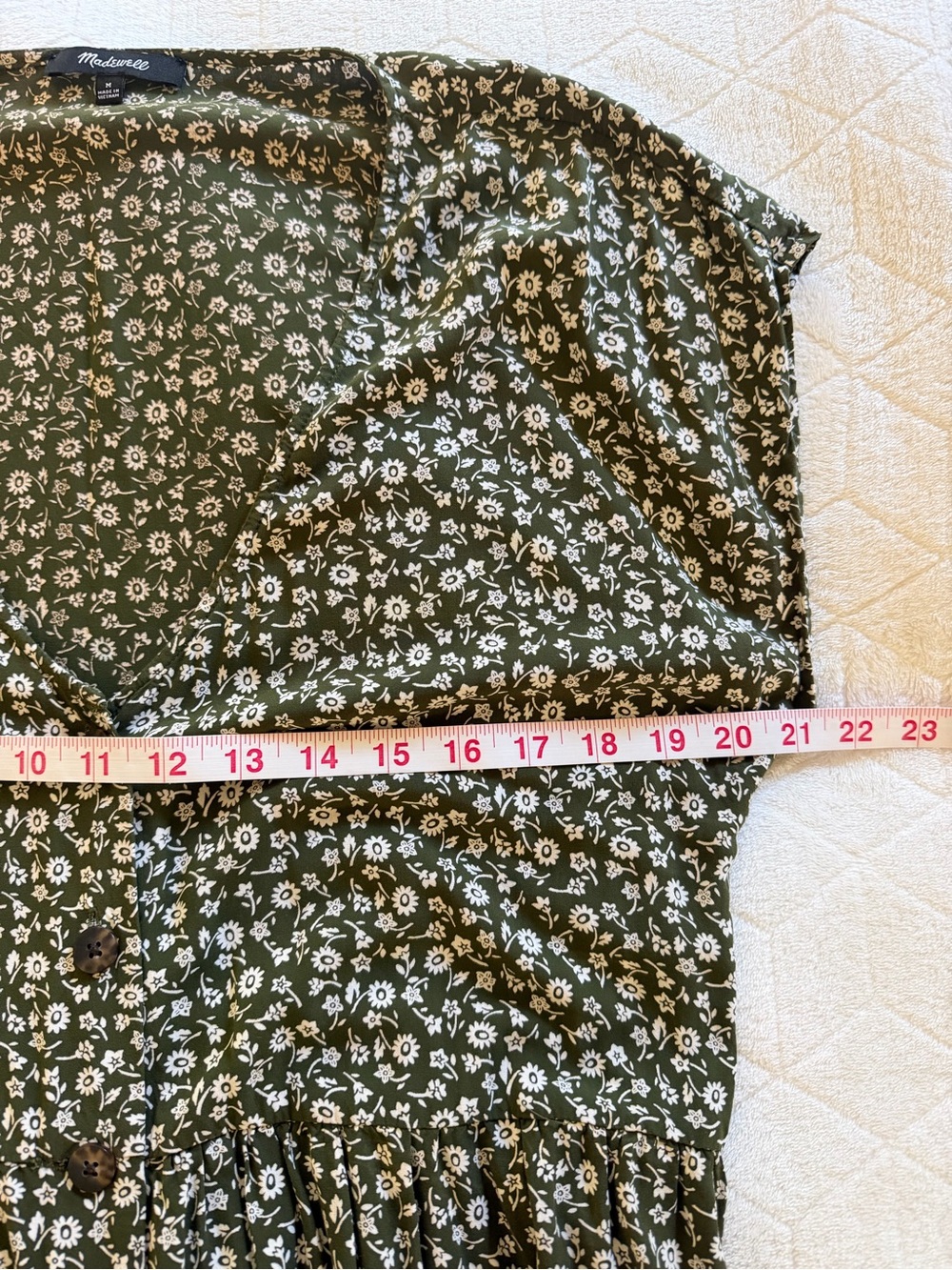 Madewell Campden Daisies Green Midi Dress Button Up Size Medium - Picture 9 of 11